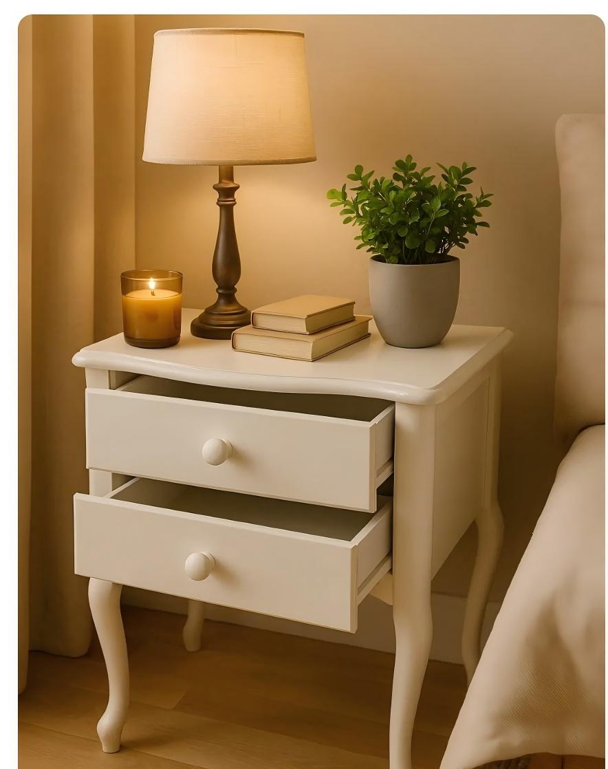 MODERN WHITE SIDE TABLE WITH 2 DRAWER WITH 4 LEGS