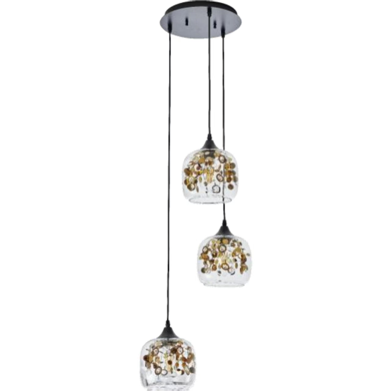 3D Glass 3 light cluster Pendant chandelier