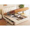 ESTHER TECH FLEECE BED WITH STORAGE MODERN STYLE LIFT UP HYDRAULIC