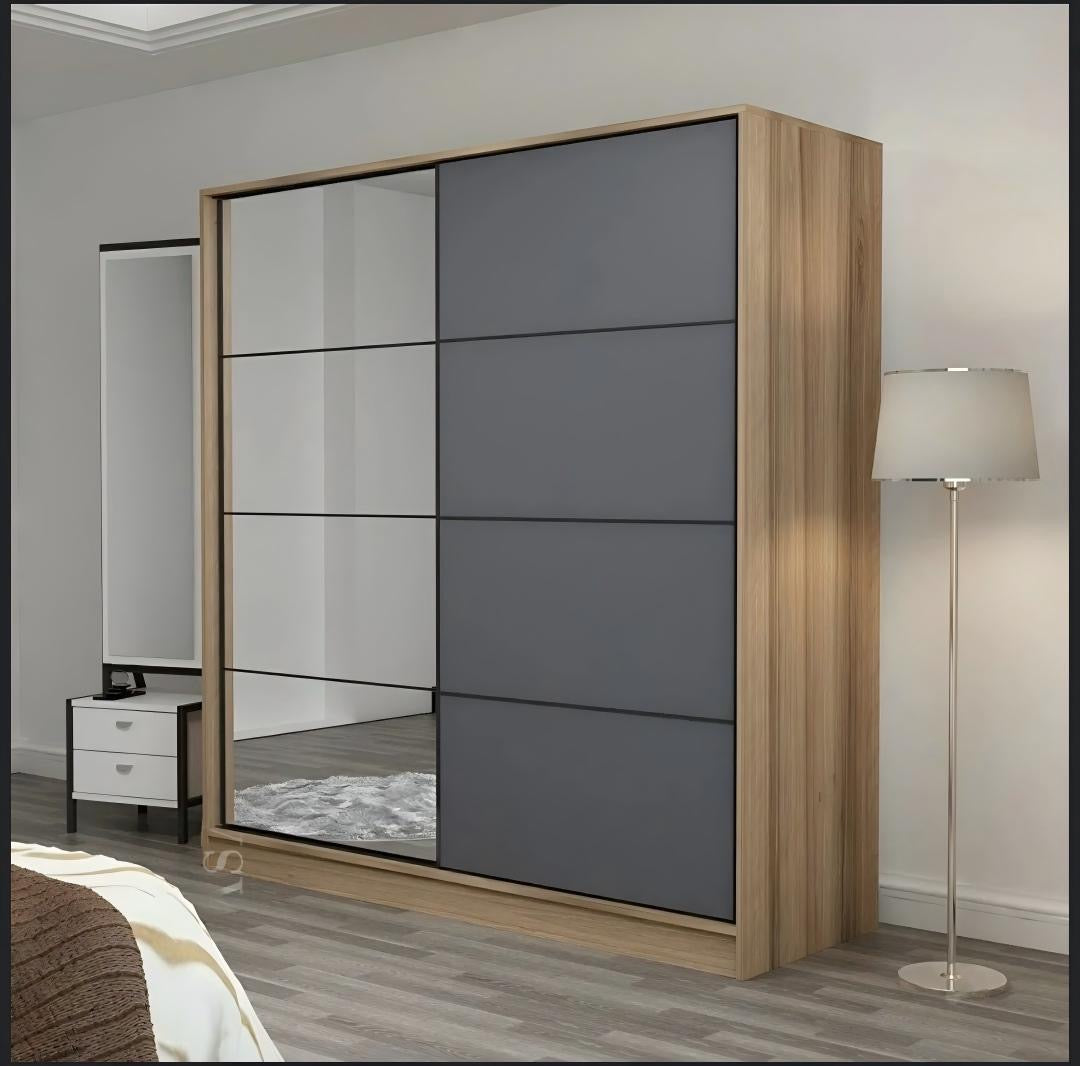 MODERN 2 DOOR SLIDING WARDROBE WITH MIRROR
