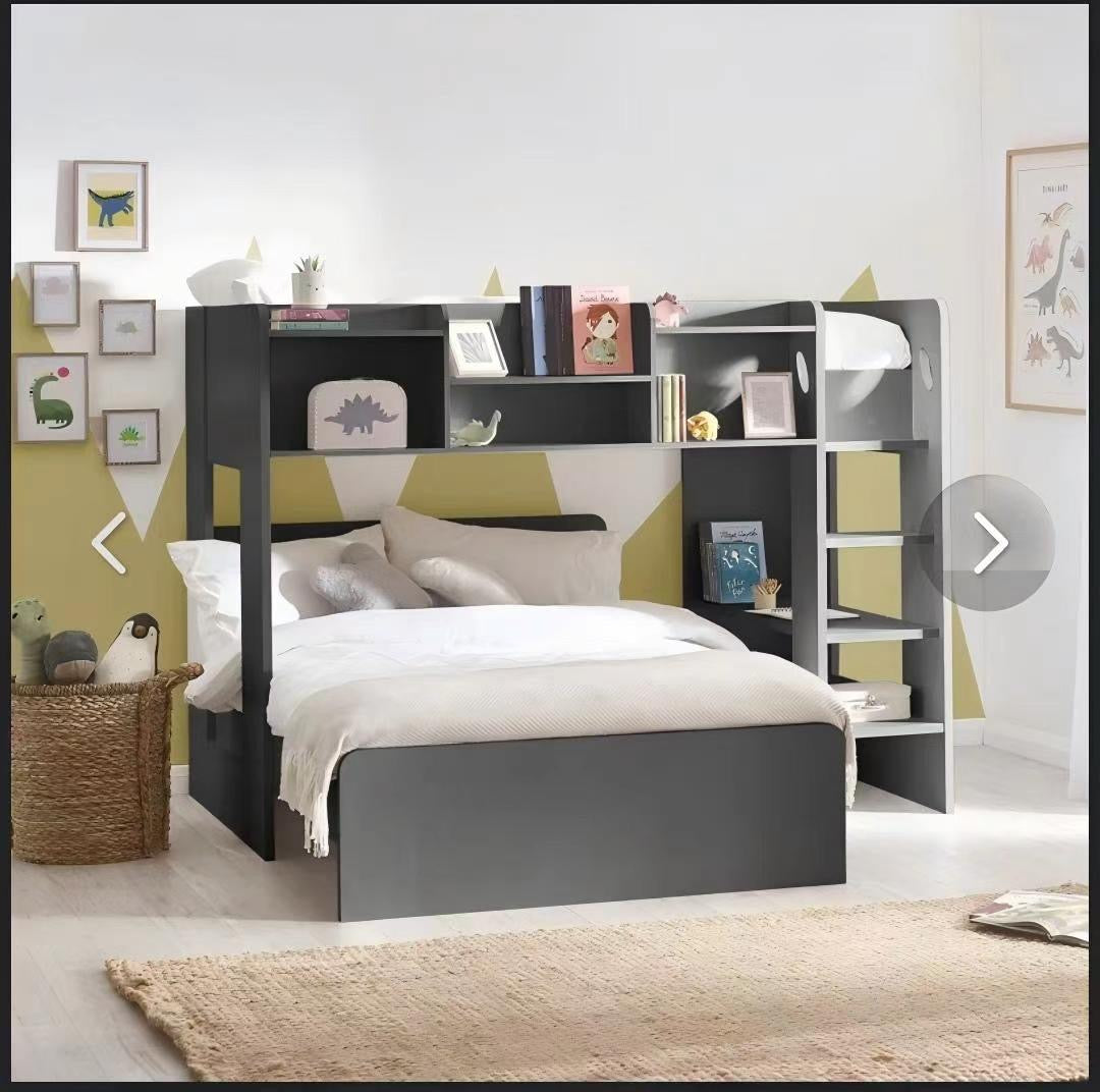 MODERN WOODEN BANK BED SET -OPEN DESIGN 90X200CM