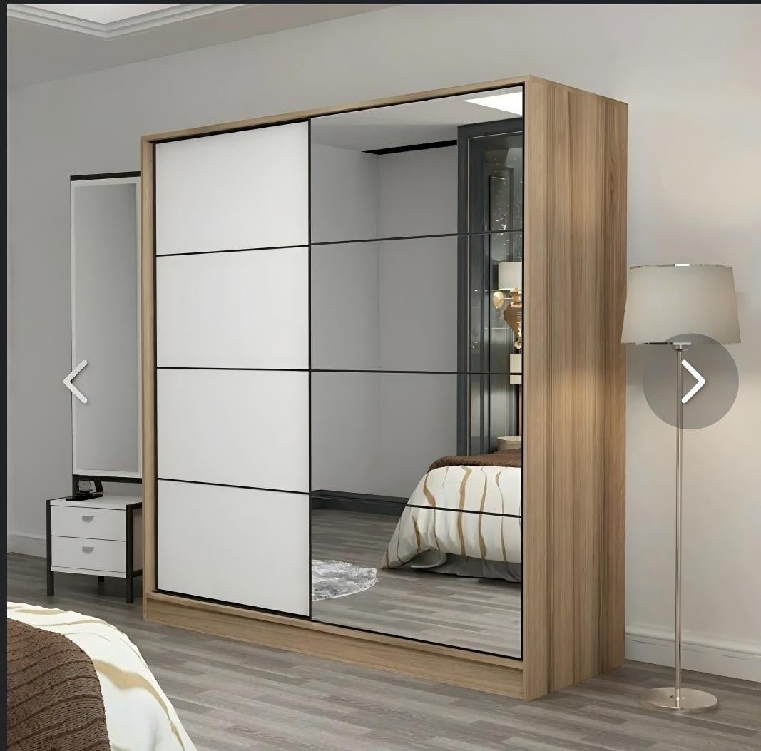 MODERN SLIDING DOOR WTH MIRROR & SHELVES