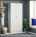 MODERN WHITE 2 DOOR WARDROBE WITH HANGING RAIL & SHELF STORAGE