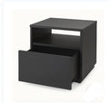 MODERN BLACK SIDE TABLE WITH DRAWER & OPEN SHELF