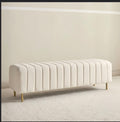 LUXURIUS CHANNEL TUFTED BENCH WITH GOLD LEGS MODERN GLAM ACCENT SEATING