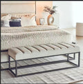 MODERN CHANNEL-TUFTED UPHOLSTERED BENCH-INDUSTRIAL FRAME ACCENT SEATING