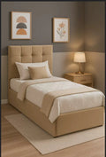 MODERN UPHOLSTERED SQUARE HEADBOARD BED