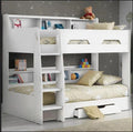 MODERN WHITE BUNK BED WITH STORAGE DRAWER AND STORAGE AND SHELVES 90X200CM