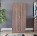 MODERN WOODEN 2 DOOR WARDROBE WITH HANGING RAIL & SHELF